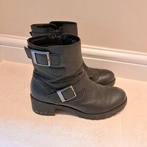 Stylish Black Leather Combat Boots